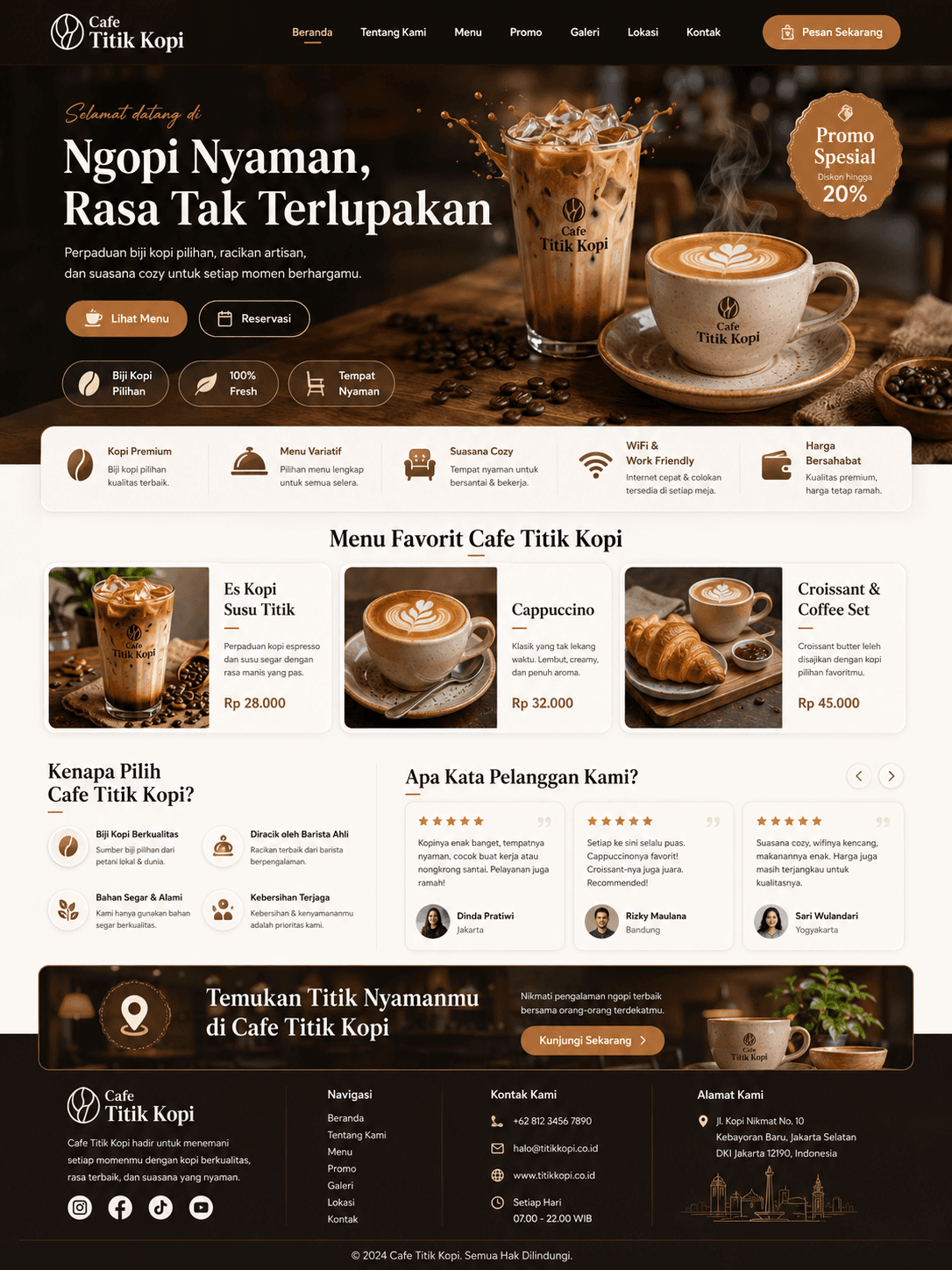 Template landing page Cafe Titik Kopi