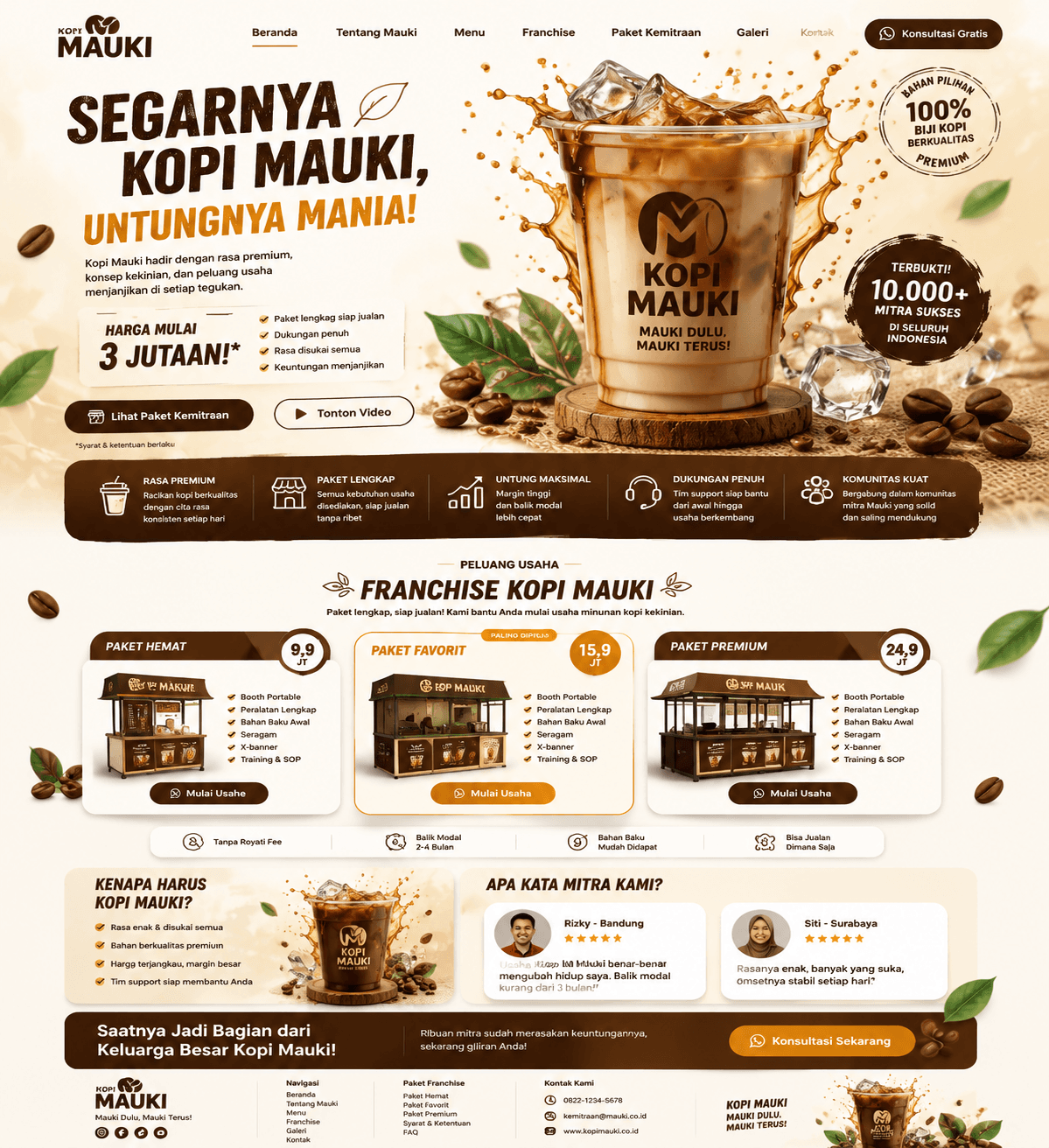 Template landing page Franchise Kopi Mauki
